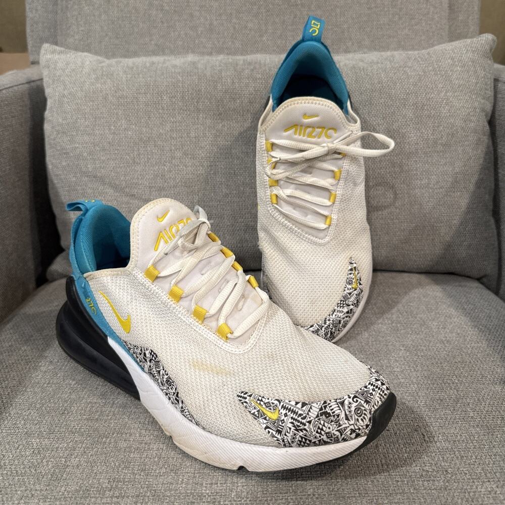 Nike Air Max 270 N7 2019 Mens White Blue Sz 9.5 Sneakers Running Shoes